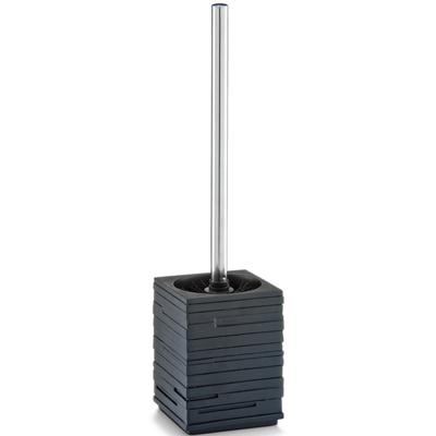 Zeller WC borstel - toiletborstel in houder - kunststeen - zwart - 9 x H38 cm