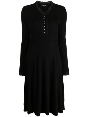 tout a coup robe mi-longue nervurée à col v - Noir