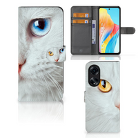 OPPO A98 5G Telefoonhoesje met Pasjes Witte Kat