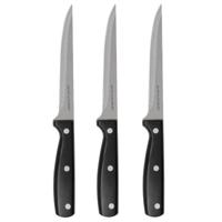 Secret de Gourmet snijmes/keukenmes Essential - 3x stuks - RVS - zwart - 28 cm