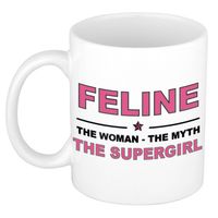 Naam cadeau mok/ beker Feline The woman, The myth the supergirl 300 ml - Naam mokken