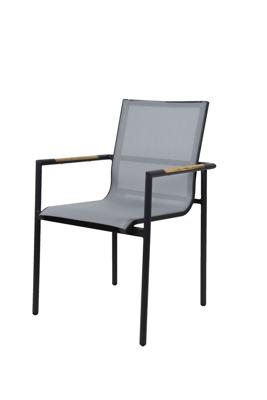 Qopps Tulsi dining tuinstoel mat royal Grey met teak