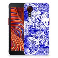 Silicone Back Case Samsung Galaxy Xcover 5 Angel Skull Blauw - thumbnail