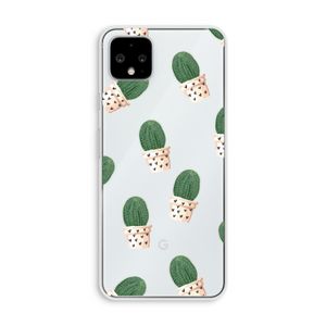 Cactusprint roze: Pixel 4 XL Transparant Hoesje