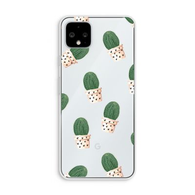 Cactusprint roze: Pixel 4 XL Transparant Hoesje