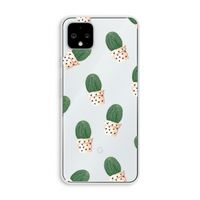 Cactusprint roze: Pixel 4 XL Transparant Hoesje