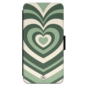 iPhone 13 flipcase - Hart swirl groen