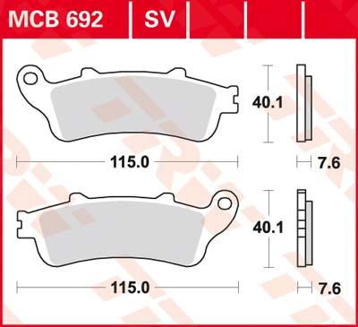 TRW Remblokken, en remschoenen voor de moto, MCB692 Allround organisch