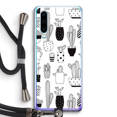 Cactusmotief: Huawei P30 Transparant Hoesje met koord
