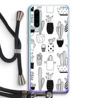 Cactusmotief: Huawei P30 Transparant Hoesje met koord