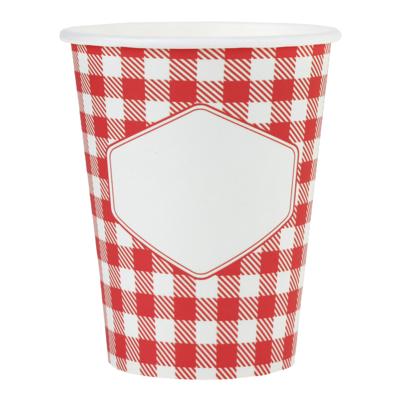 Santex Feest bekertjes - 10x stuks - boerenbont Oktoberfest thema - 270 ml - gingham/vichy print