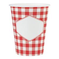 Santex Feest bekertjes - 10x stuks - boerenbont Oktoberfest thema - 270 ml - gingham/vichy print