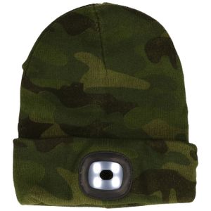 Benson beanie wintermuts met led lamp damesmutsen / herenmutsen - camouflage groen