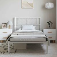 Bedframe met hoofdbord metaal wit 100x200 cm