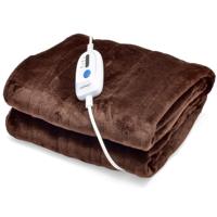 Elektrische Deken 130 x 180 cm Warmtedeken met Automatische Uitschakeling 4 Temperatuurniveaus & 8 Uur Timer Machinewasbaar Bruin