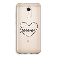 Forever heart black: Xiaomi Redmi 5 Transparant Hoesje - thumbnail