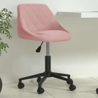 Kantoorstoel draaibaar fluweel roze