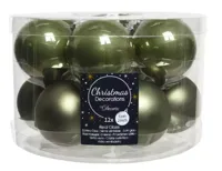 Decoris kerstballen glas 12st mos groen 5cm