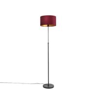 QAZQA Vloerlamp zwart met velours kap rood met goud 35 cm - Parte - thumbnail