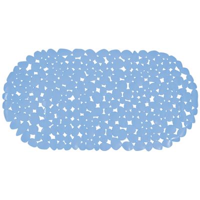 Douche/bad anti-slip mat badkamer - pvc - lichtblauw - 35 x 68 cm - ovaal