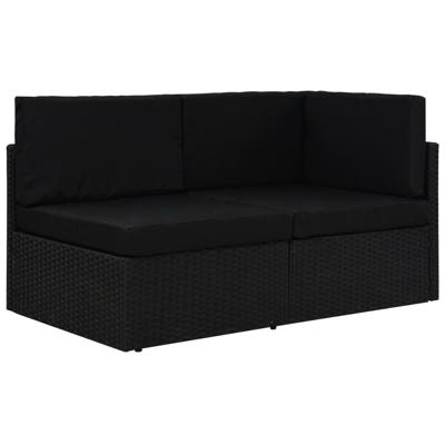 Tweezitsbank sectioneel poly rattan zwart