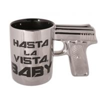 Pistool mok - Hasta la Vista Baby - zilver - 300 ml - terracotta - koffiemok Pistool mok - Hasta la Vista Baby - zilver - 300 ml - terracotta - koffiemok