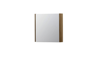 INK SPK1 spiegelkast met 1 dubbel gespiegelde deur, 1 verstelbaar glazen planchet, stopcontact en schakelaar 60 x 14 x 60 cm, massief eiken ash grey