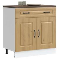 Keuken onderkast Kalmar bewerkt hout artisanaal eikenkleur