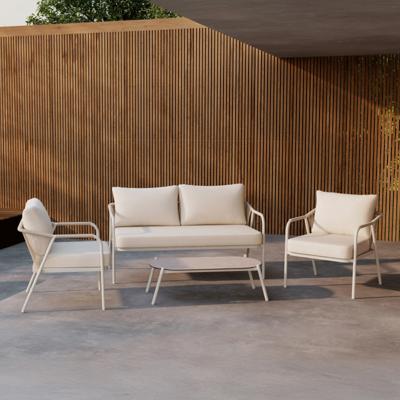 Nohr Loungeset 'Aleyna' Met bank, 2 loungestoelen en tafel, kleur Beige
