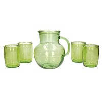 Glazen drink set groen met schenkkan en 4 glazen - thumbnail