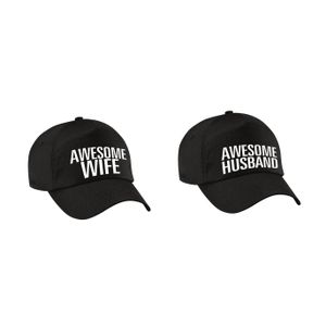 Awesome husband and wife petten / caps zwart voor koppels