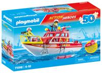 PLAYMOBIL Action Heroes - Brandweerboot constructiespeelgoed 71598