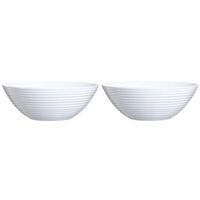 2x Salade serveerschalen wit glas 27 cm - Saladeschalen