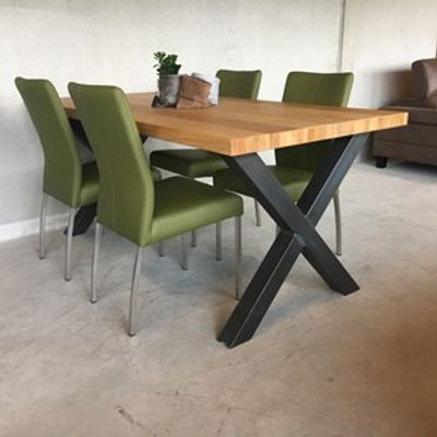 Set van 4 leren eetkamerstoelen - groen leer - Echt leer, Modern, ontdek de vele Leersoorten en Kleuren bij ShopX