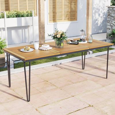 Eettafel voor 8 Personen Rechthoekige Tafel van Acaciahout Terrastafel met Parasolgat voor Achtertuin Gazon 200 x 90 x 75 cm