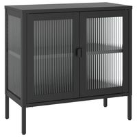 vidaXL Dressoir 70x35x70 cm glas en staal zwart - thumbnail