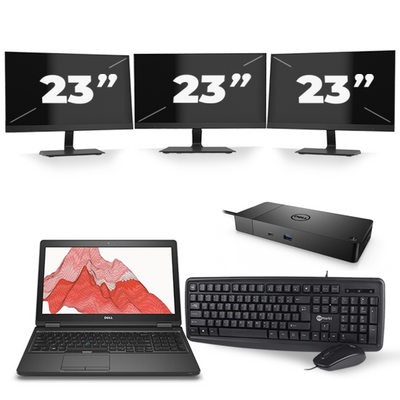 Dell Precision 3520 - Intel Core i7-7e Generatie - 15 inch - 16GB RAM - 256GB SSD - Windows 11 + 3x 23 inch Monitor