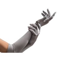 Verkleed handschoenen voor dames - zilver - lang model - polyester - 40 cm - thumbnail
