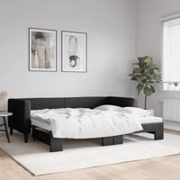 Slaapbank met onderschuifbed 90x200 cm stof zwart