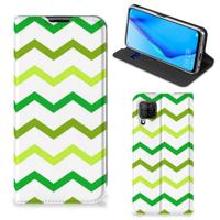 Huawei P40 Lite | Hoesje met Magneet | Zigzag Groen