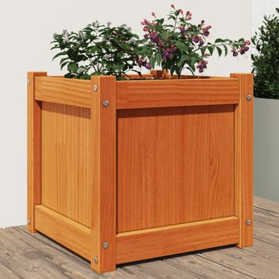 VidaXL Plantenbak 40x40x40 cm massief grenenhout wasbruin
