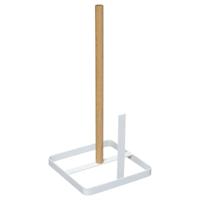 5Five Keukenrolhouder - ijzer/hout - 15 x 30 cm - wit - Keukenpapier houder