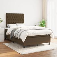 Boxspring met matras stof donkerbruin 120x200 cm