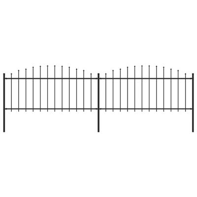 Tuinhek met speren bovenkant (0,5-0,75)x3,4 m staal zwart