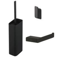 Geesa Shift Toiletaccessoireset - Toiletborstel met houder - Toiletrolhouder zonder klep - Handdoekhaak - Zwart 91990006115