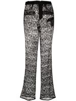 Saint Laurent pantalon droit en dentelle fleurie - Noir - thumbnail