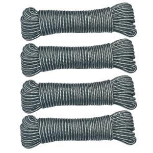 AMIG Paracord touw - 4x - 20 meter - D4mm - 100kg - PP/PE - legergroen/wit