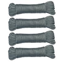 AMIG Paracord touw - 4x - 20 meter - D4mm - 100kg - PP/PE - legergroen/wit