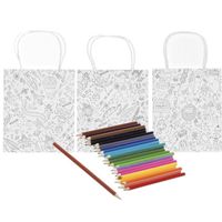3x Tasjes om in te kleuren en 24 kleurpotloden voor kinderen   - - thumbnail