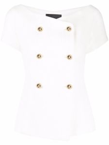 Philipp Plein blazer croisé à manches courtes - Blanc